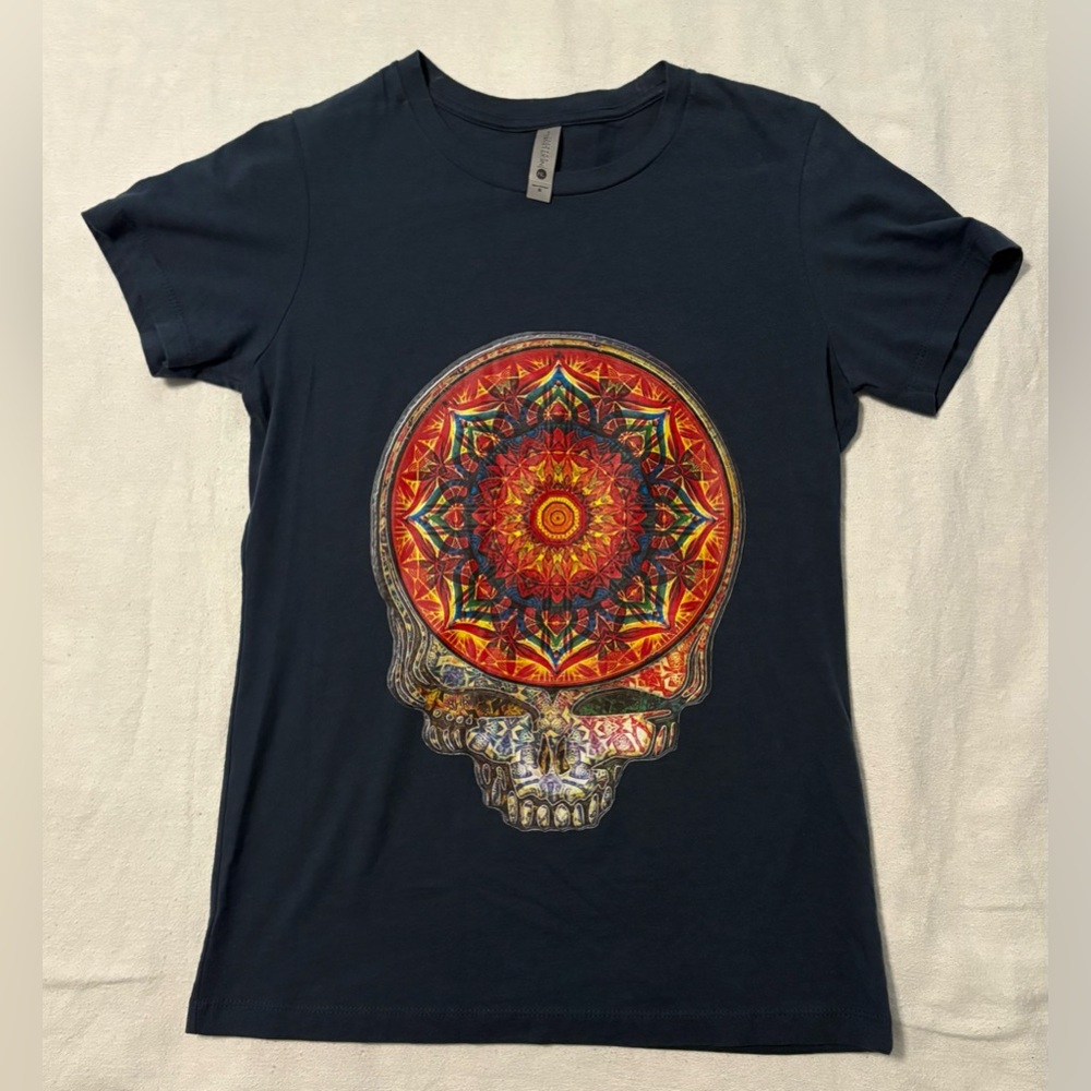 Grateful Dead Stealie Trippy Psychedelic Mandala T-Shirt - Womans Sized Medium